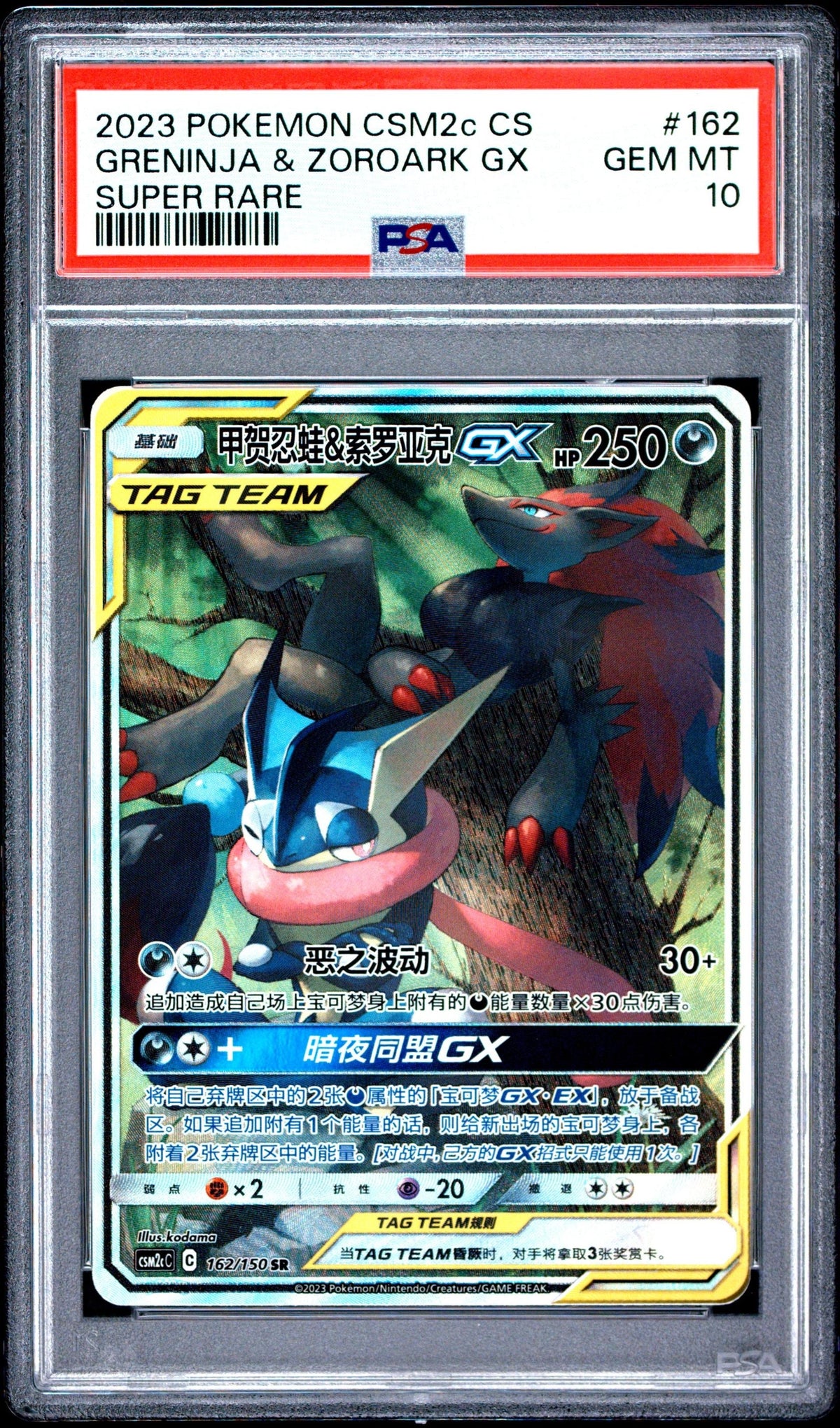 PSA 10 Greninja & Zoroark GX SR 162/150 Simplified Chinese