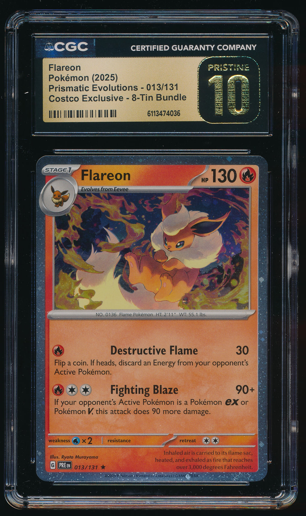 CGC PRISTINE 10 Flareon R 013/131 English