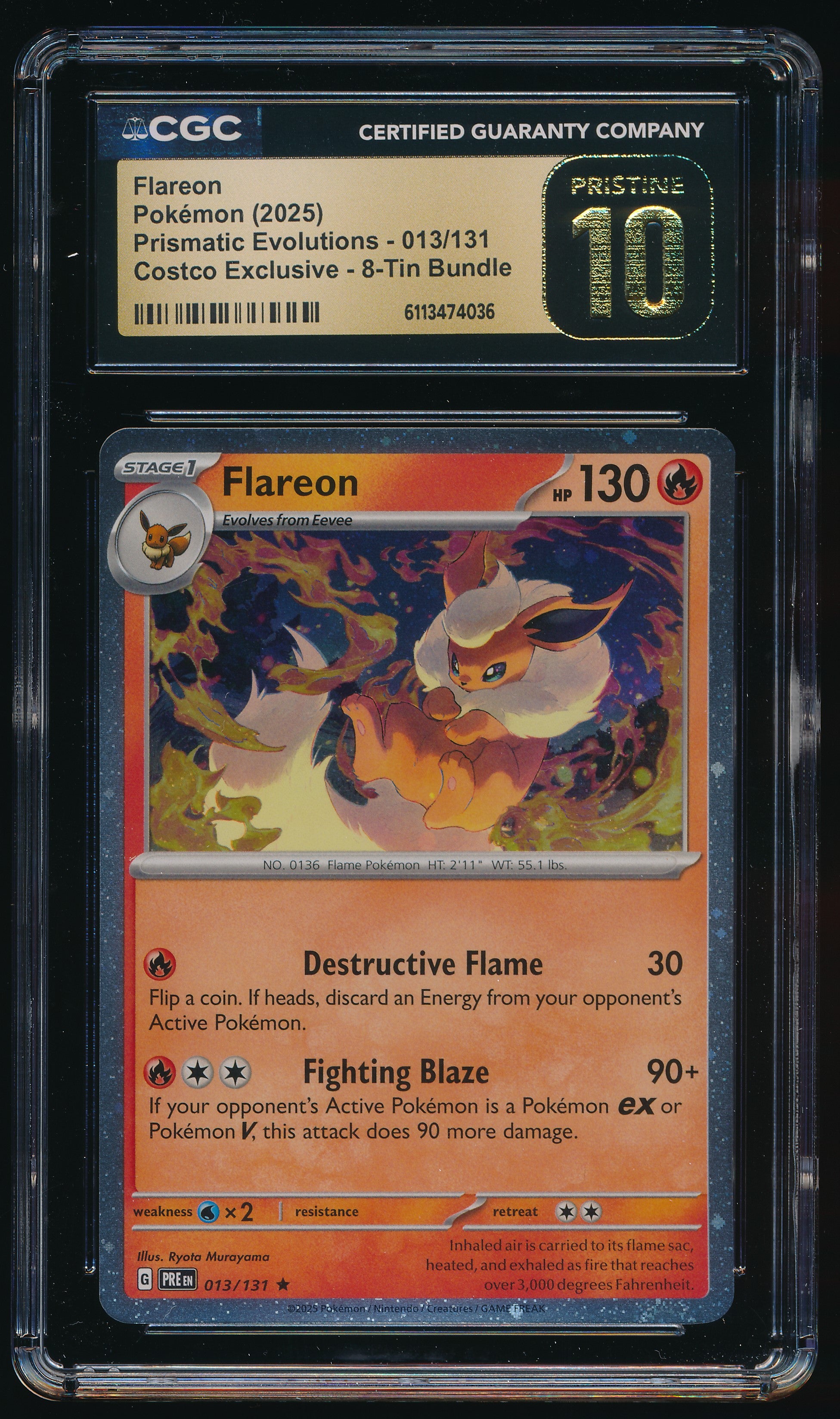 CGC PRISTINE 10 Flareon R 013/131 English