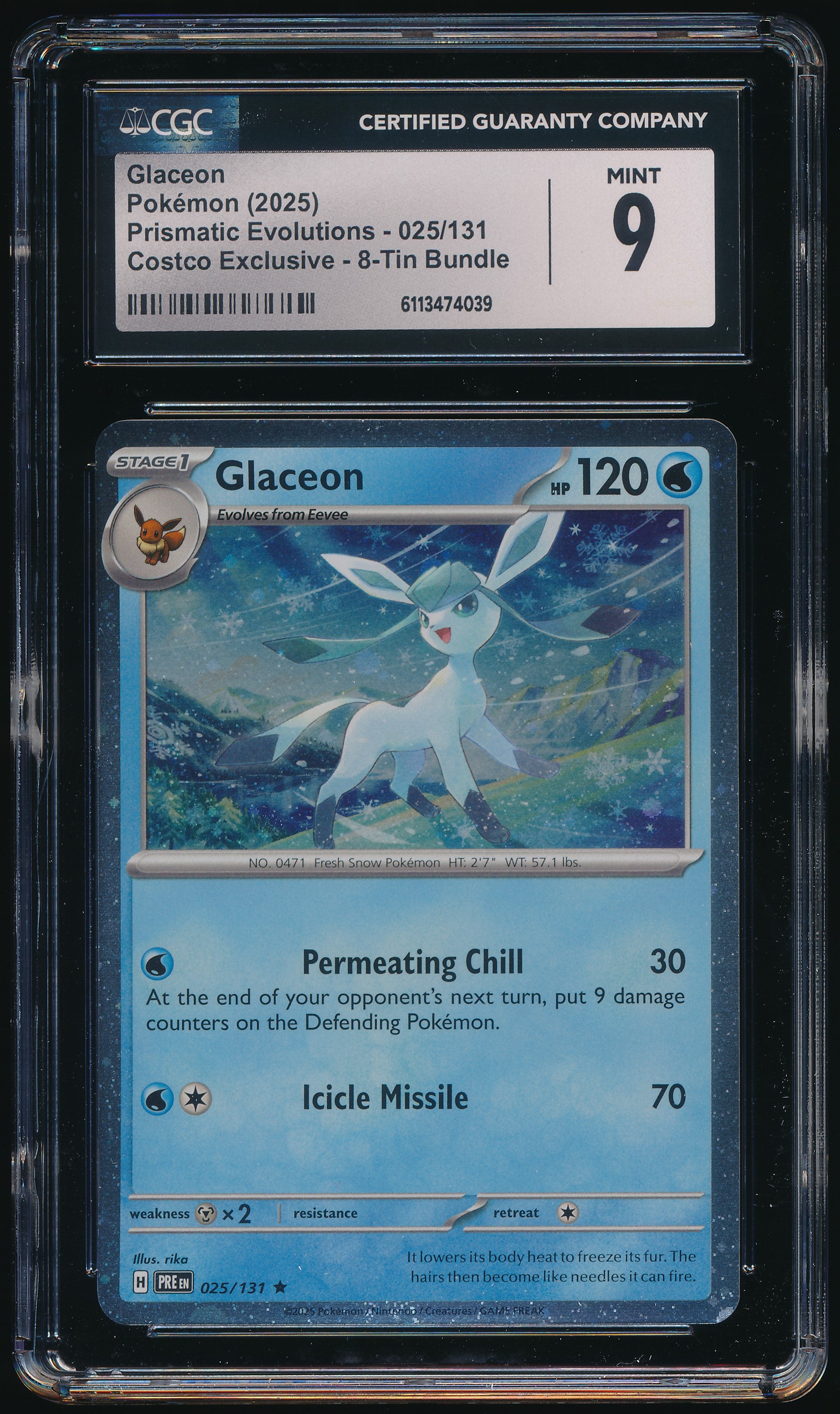 CGC 9 Glaceon R 025/131 English