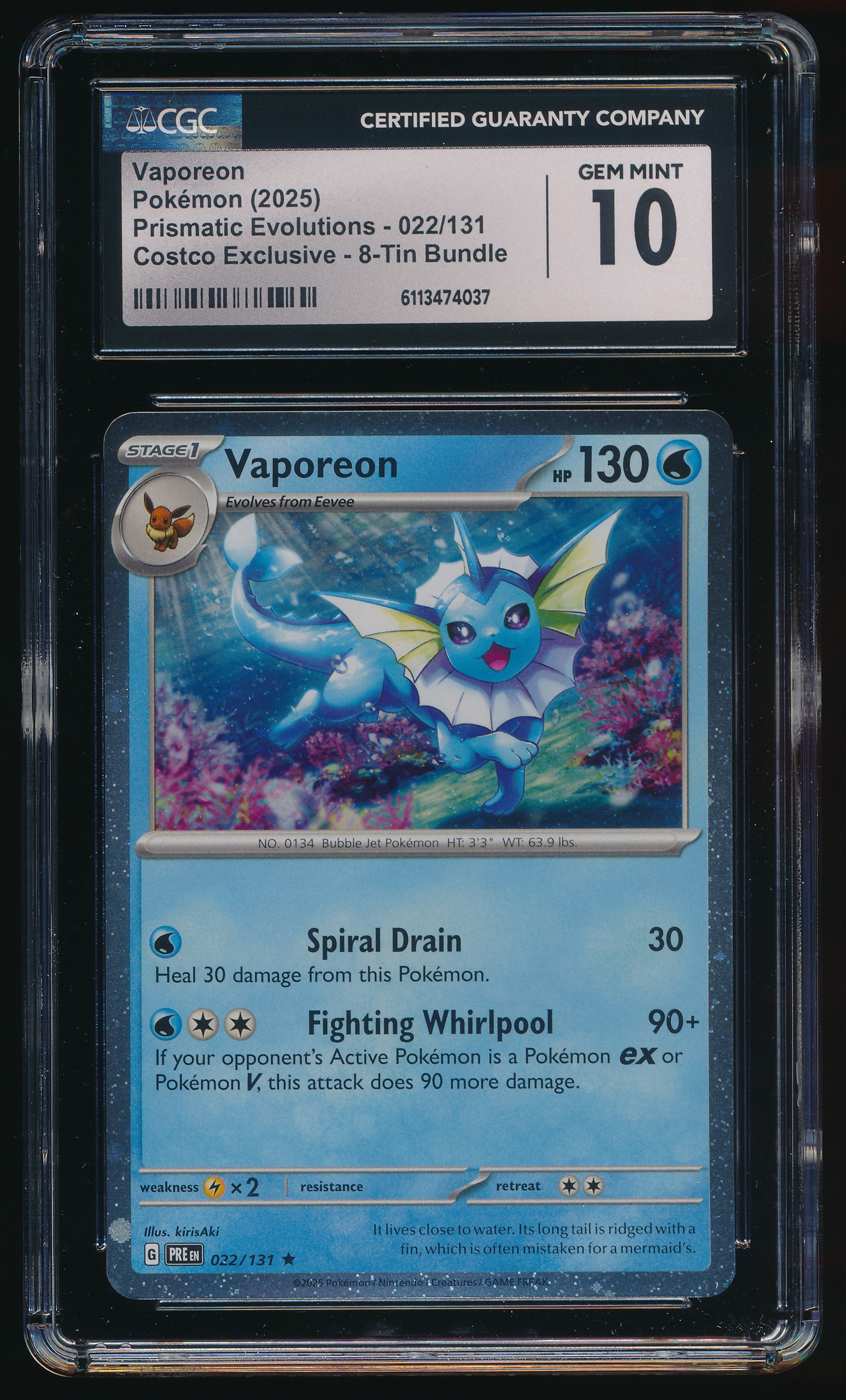 CGC 10 Vaporeon R 022/131 English